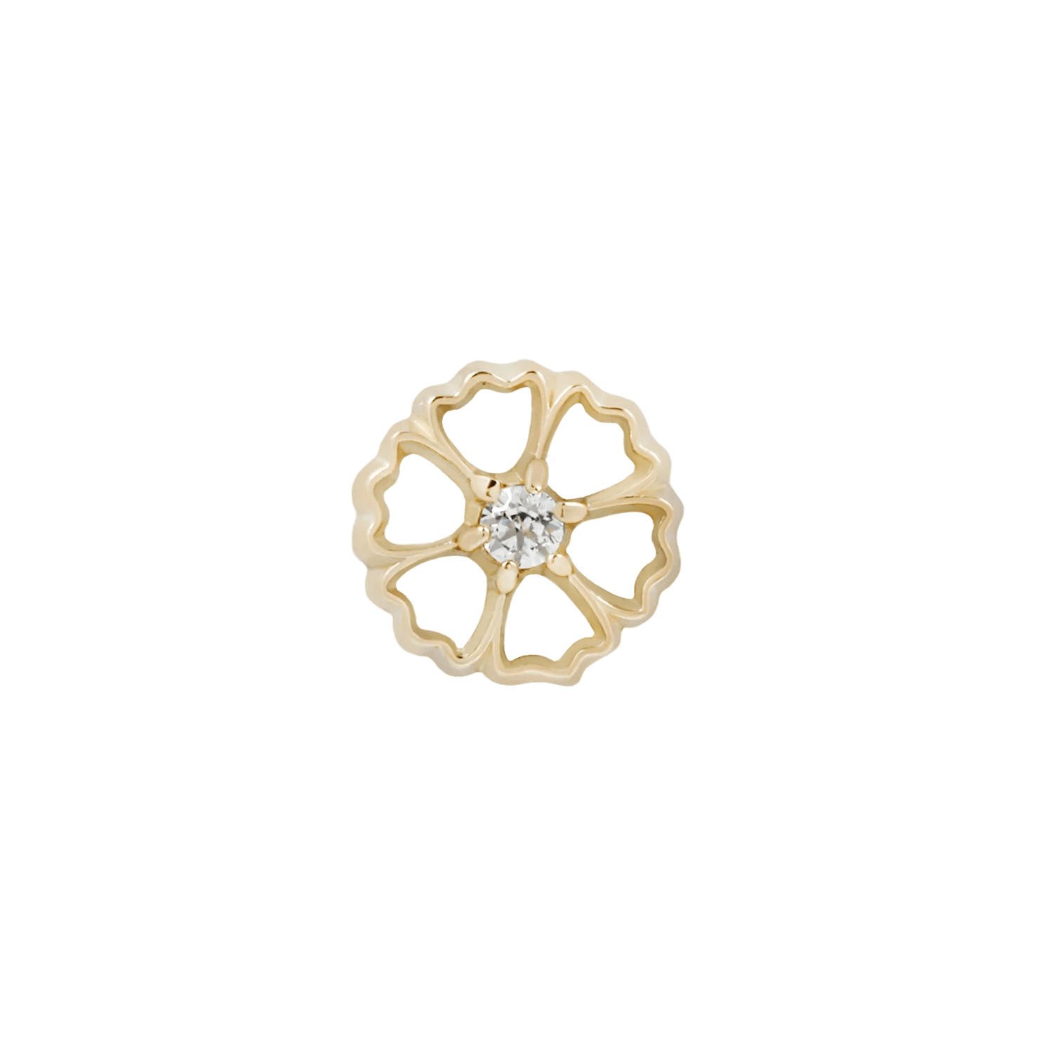 Flora threadless end in 14K gold – flower with Swarovski center