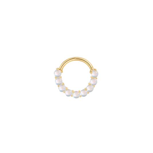 Revel Clicker – 14K Gold Rainbow Moonstone
