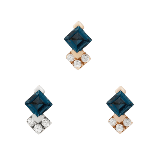 VIVIENNE - LONDON BLUE TOPAZ + CZ THREADLESS END piercing-zone.com