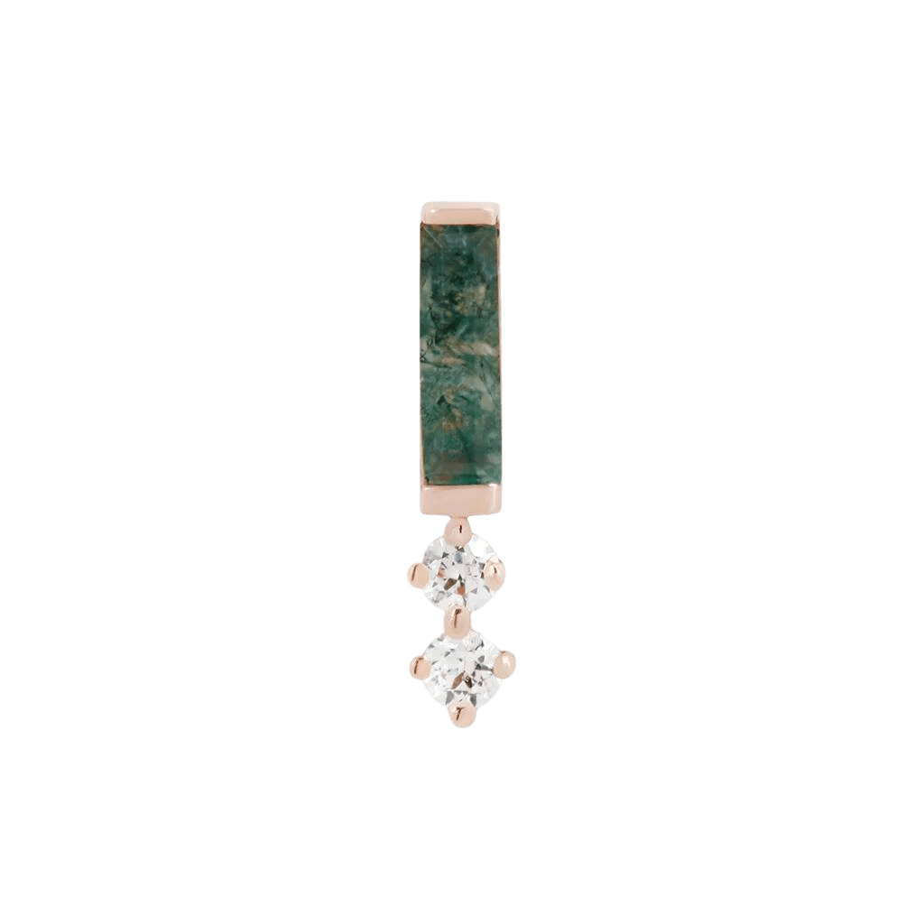 CRAVE - MOSS AGATE + CZ - THREADLESS END piercing-zone.com