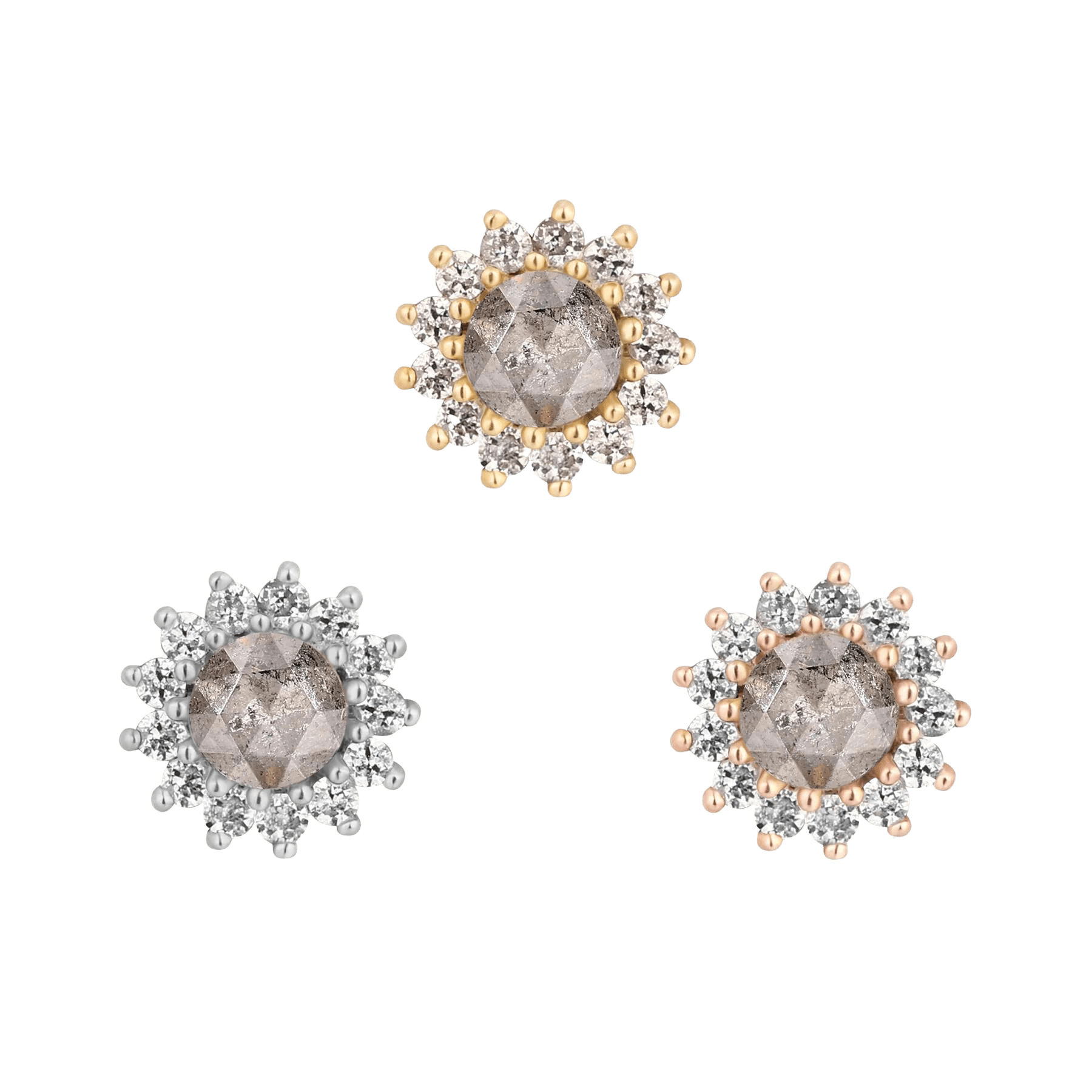 DELPHINE - GREY DIAMOND + WHITE SAPPHIRE - THREADLESS END piercing-zone.com