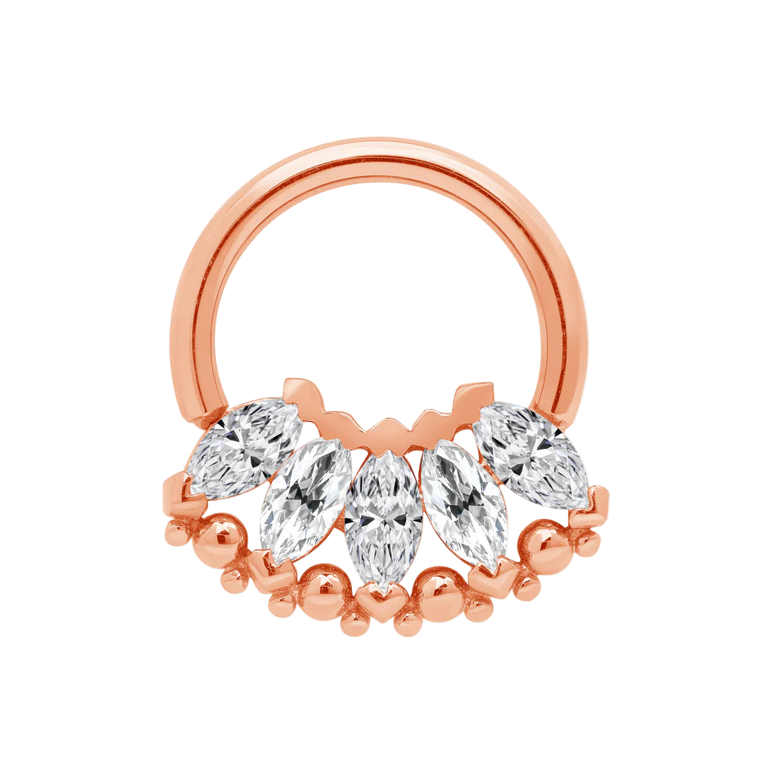 Marquise Beauty Seamless Ring – 14K Gold Five-Marquise Design