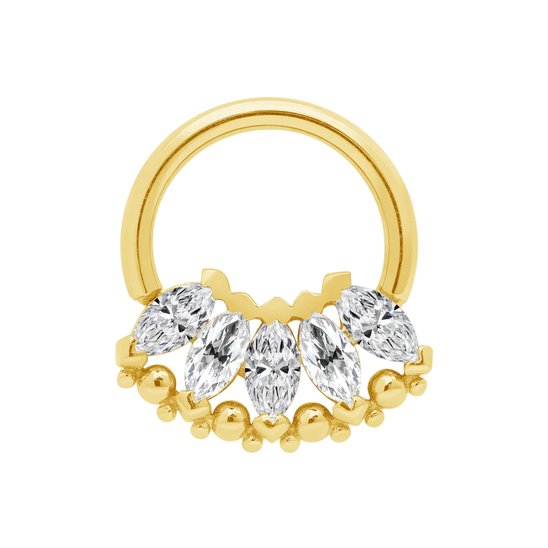 Marquise Beauty Seamless Ring – 14K Gold Five-Marquise Design