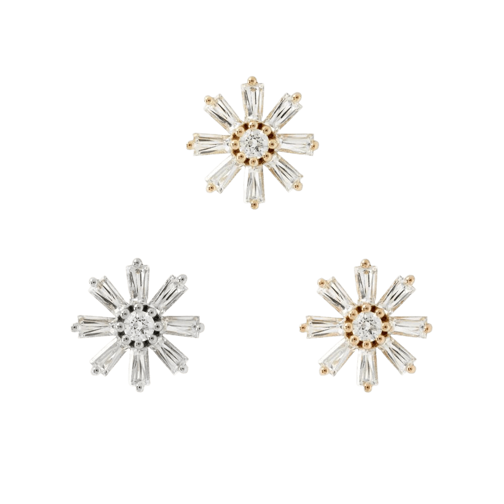 DELIAH BAGUETTE FLOWER - CZ - THREADLESS END piercing-zone.com