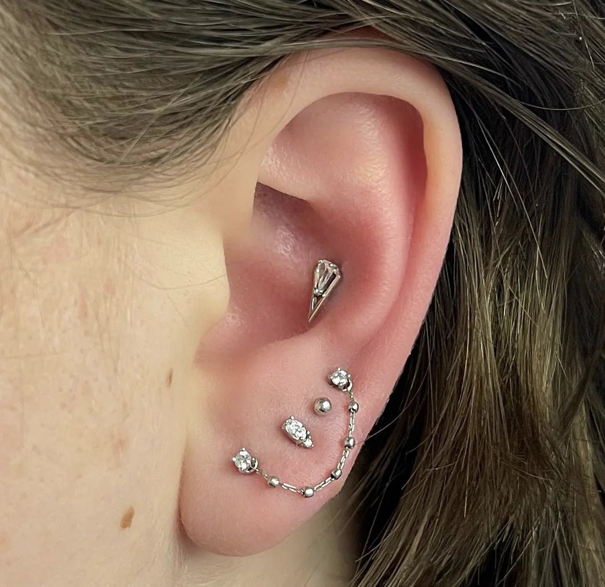 5 BEAD CHAIN - SOLID 14KT GOLD piercing-zone.com