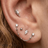 5 Bead Chain – Polished Gold Draping Accent – 14K Gold - piercing - zone.com