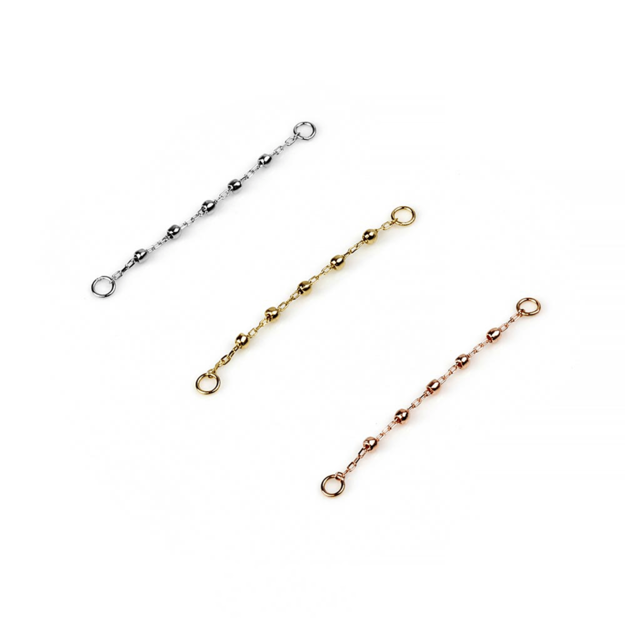 5 Bead Chain – Polished Gold Draping Accent – 14K Gold - piercing - zone.com