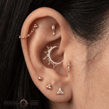 5 Bead Chain – Polished Gold Draping Accent – 14K Gold - piercing - zone.com