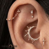 5 Bead Chain – Polished Gold Draping Accent – 14K Gold - piercing - zone.com