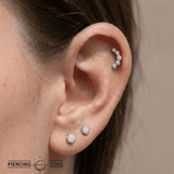 5 Gem Bezel Cluster – 14K Gold Threadless/Threaded End - piercing - zone.com