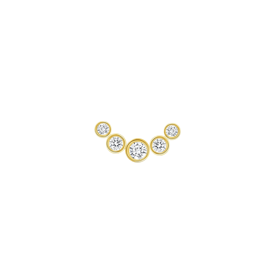 5 Gem Bezel Cluster – 14K/18K Gold Threadless End - piercing - zone.com