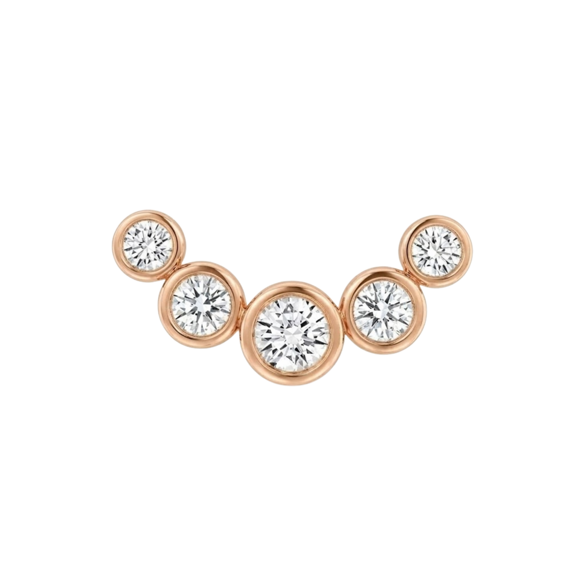 5 Gem Bezel Cluster – 14K Gold Threadless/Threaded End