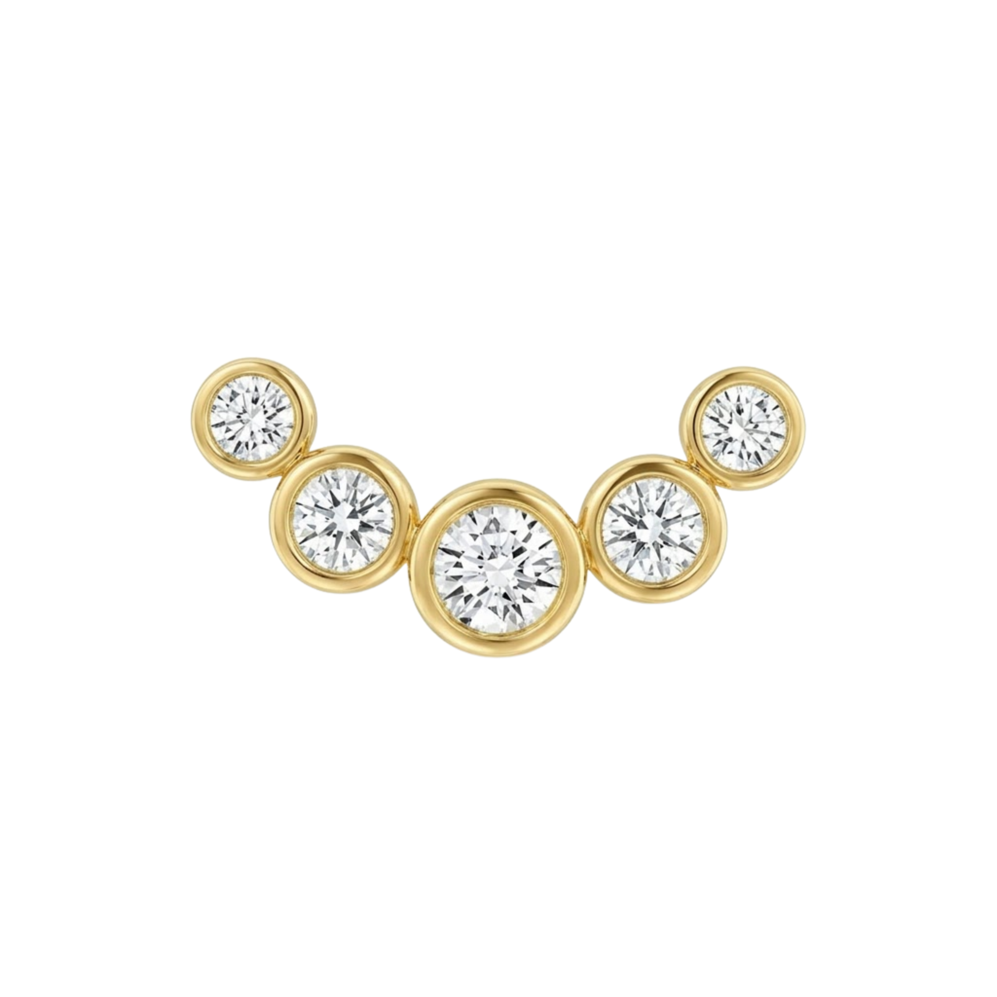 5 Gem Bezel Cluster – 14K Gold Threadless/Threaded End