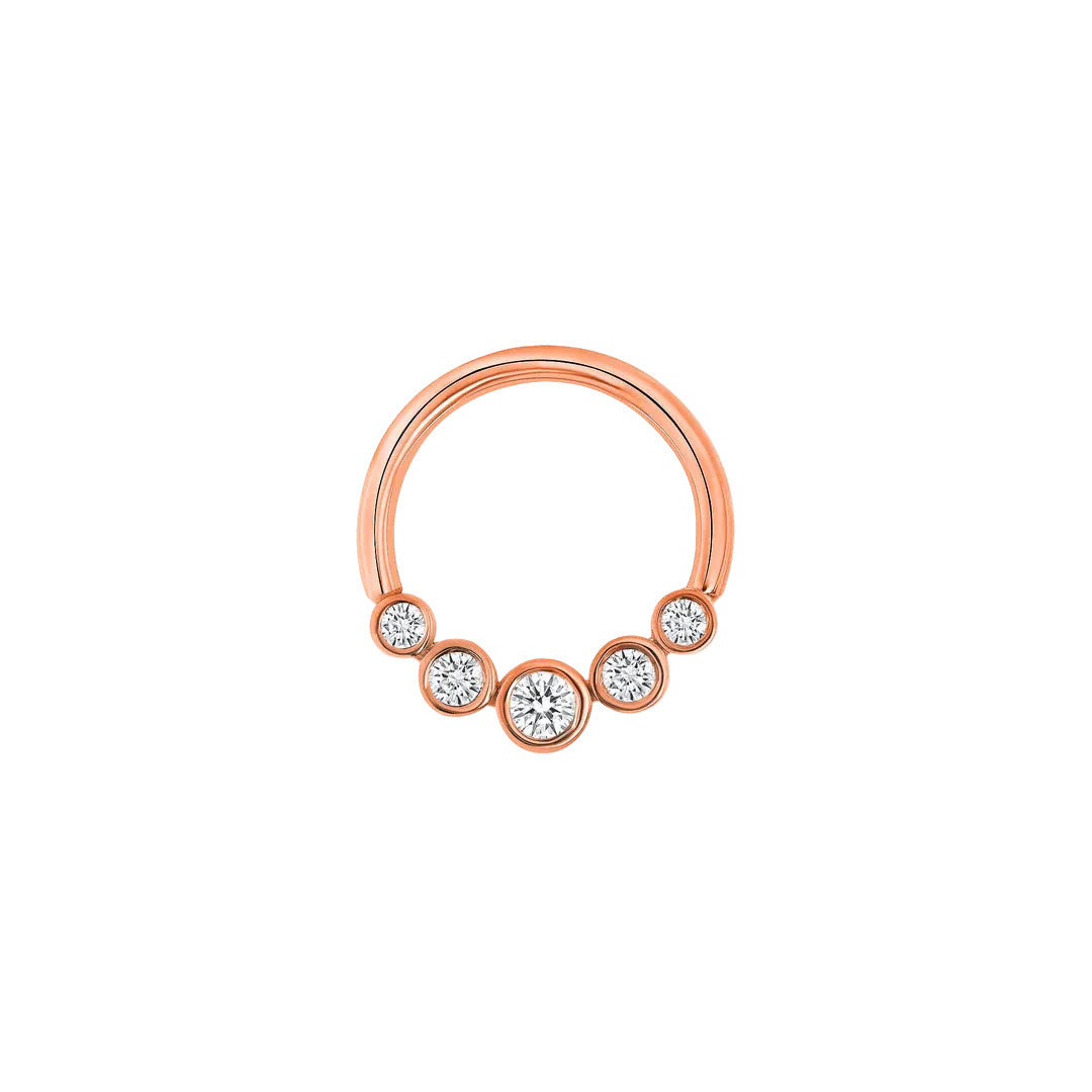 5 Gem Bezel Cluster Seamless Ring – 14K Gold Multi - Size Gem Arc - piercing - zone.com
