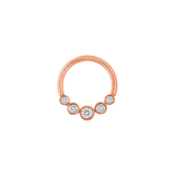 5 Gem Bezel Cluster Seamless Ring – 14K Gold Multi - Size Gem Arc - piercing - zone.com