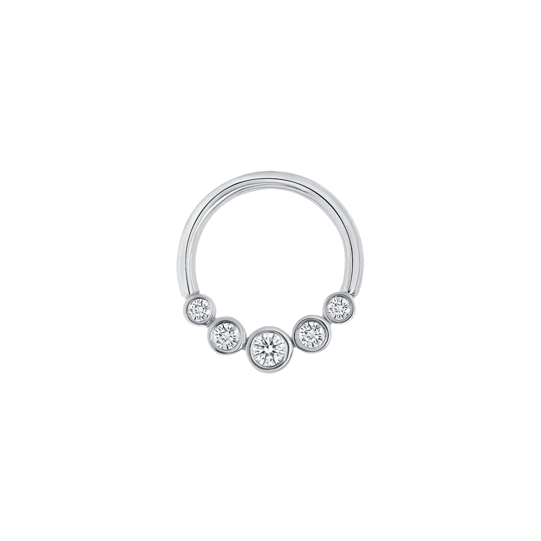 5 Gem Bezel Cluster Seamless Ring – 14K Gold Multi - Size Gem Arc - piercing - zone.com