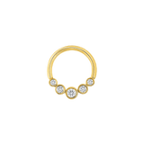 5 Gem Bezel Cluster Seamless Ring – 14K Gold Multi - Size Gem Arc - piercing - zone.com