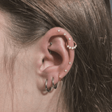 5 Gem Bezel Cluster Seamless Ring – 14K Gold Multi - Size Gem Arc - piercing - zone.com