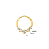 5 Gem Bezel Cluster Seamless Ring – 14K Gold Multi - Size Gem Arc - piercing - zone.com