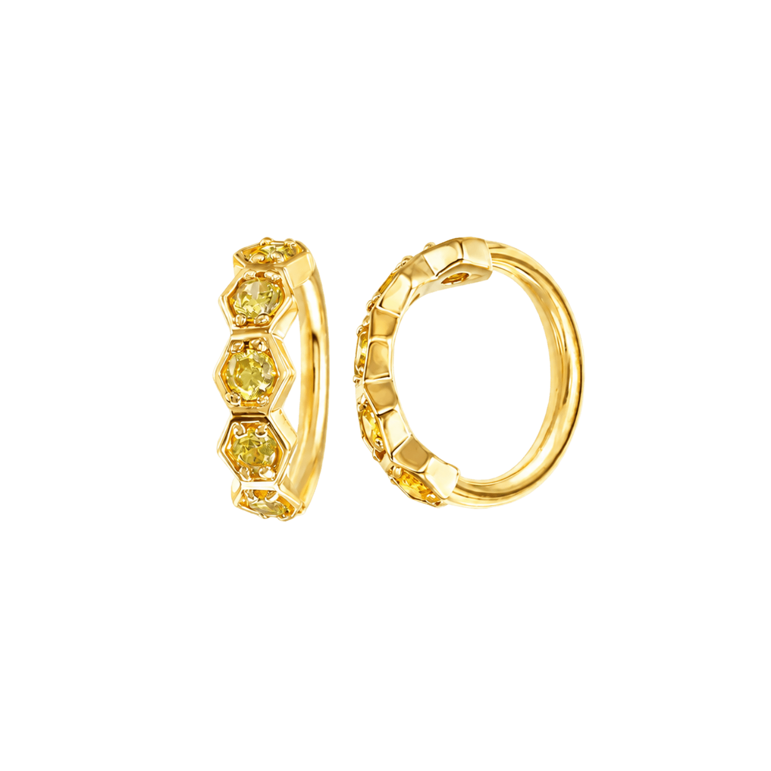 5 Gem Hexagon Seamless Ring – 14K Gold Cluster Design - piercing-zone.com