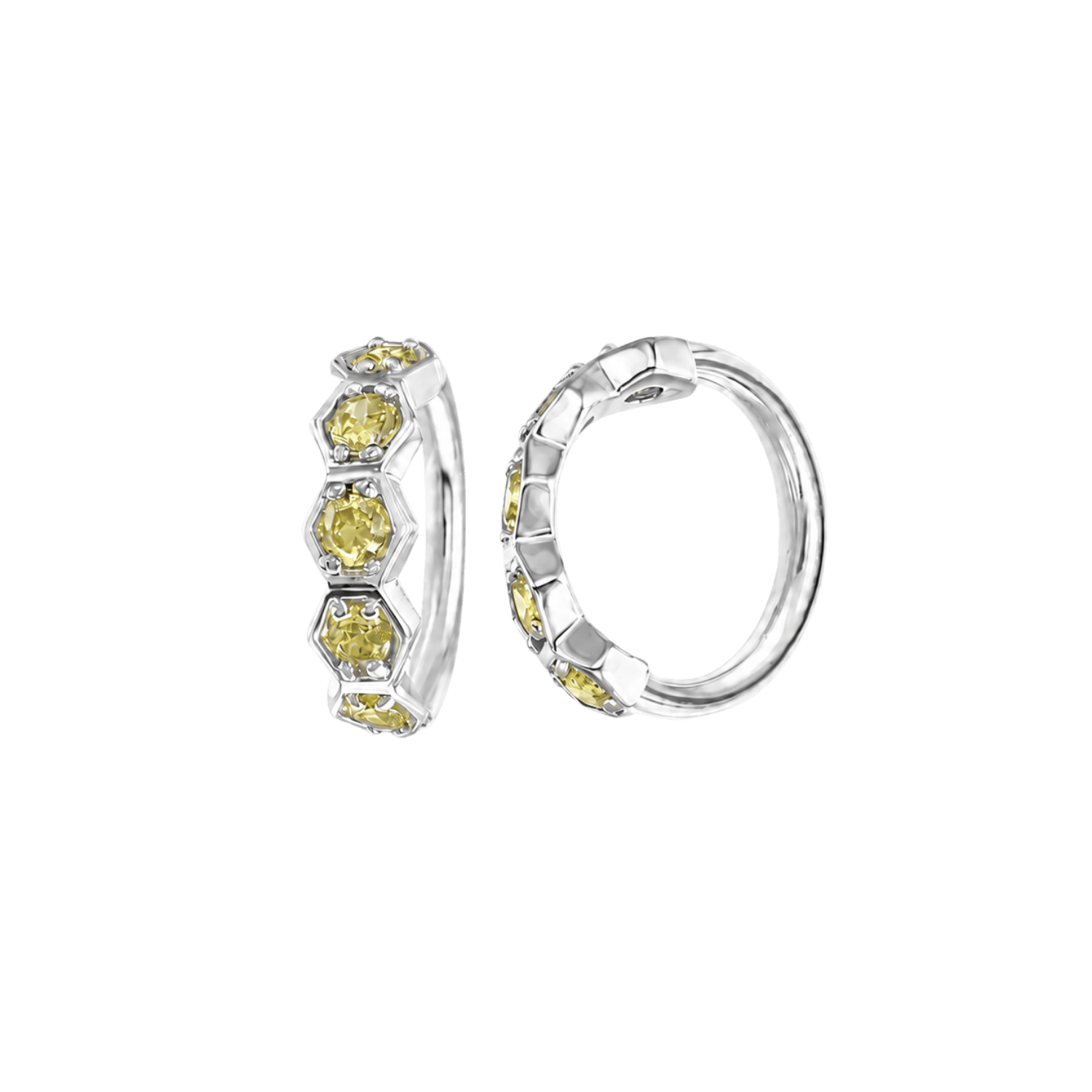 5 Gem Hexagon Seamless Ring – 14K Gold Cluster Design - piercing-zone.com