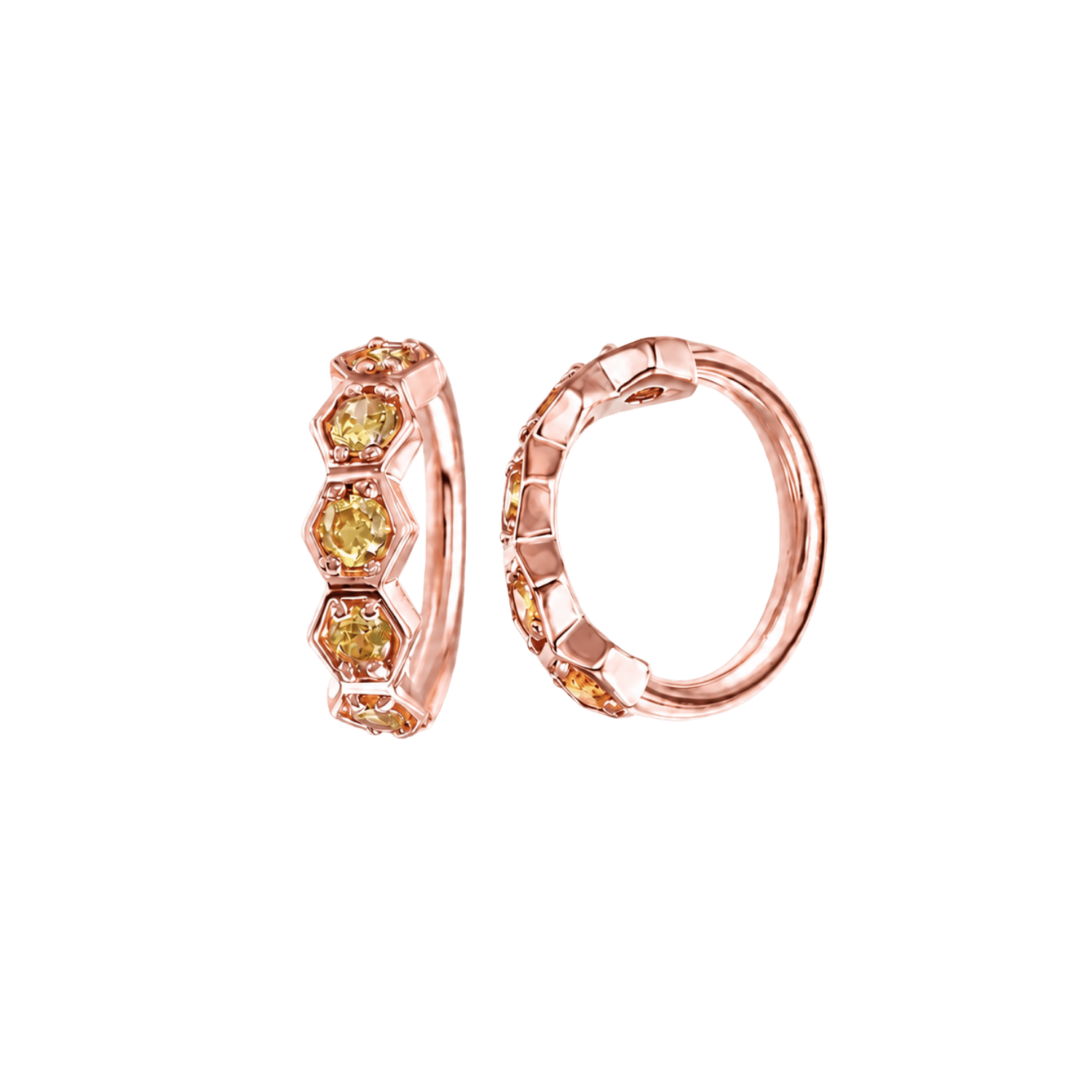 5 Gem Hexagon Seamless Ring – 14K Gold Cluster Design - piercing-zone.com