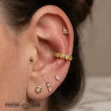 5 Gem Hexagon Seamless Ring – 14K Gold Cluster Design - piercing - zone.com