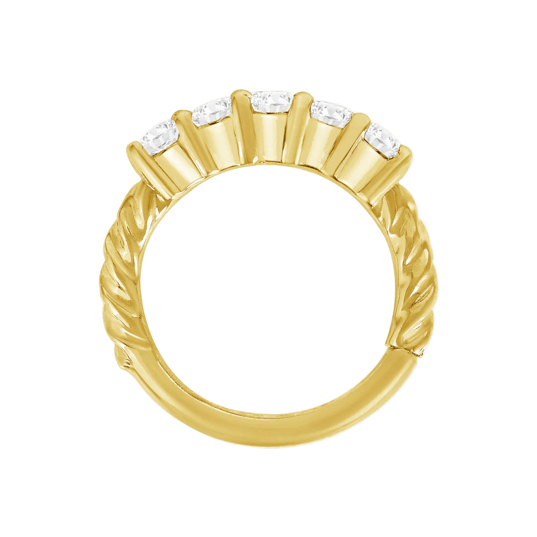 5 Prong Filigree Seamless Ring – 14K Gold Cup & Divot Design - piercing - zone.com