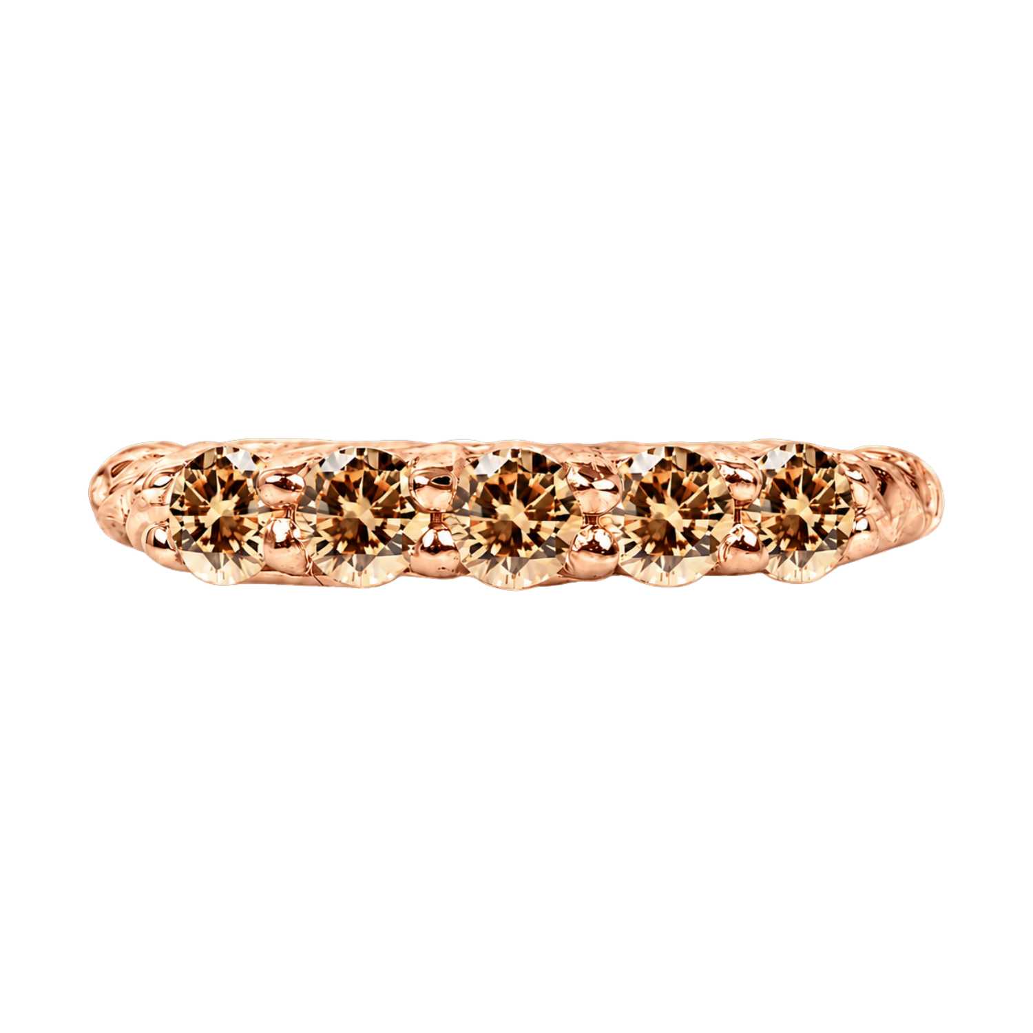 5 Prong Filigree Seamless Ring – 14K Gold Cup & Divot Design