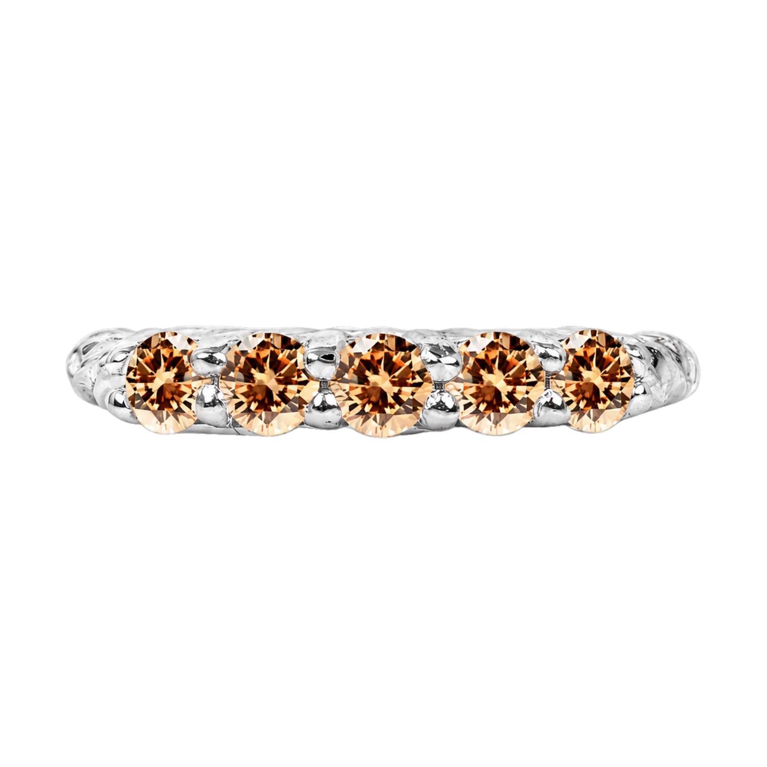 5 Prong Filigree Seamless Ring – 14K Gold Cup & Divot Design