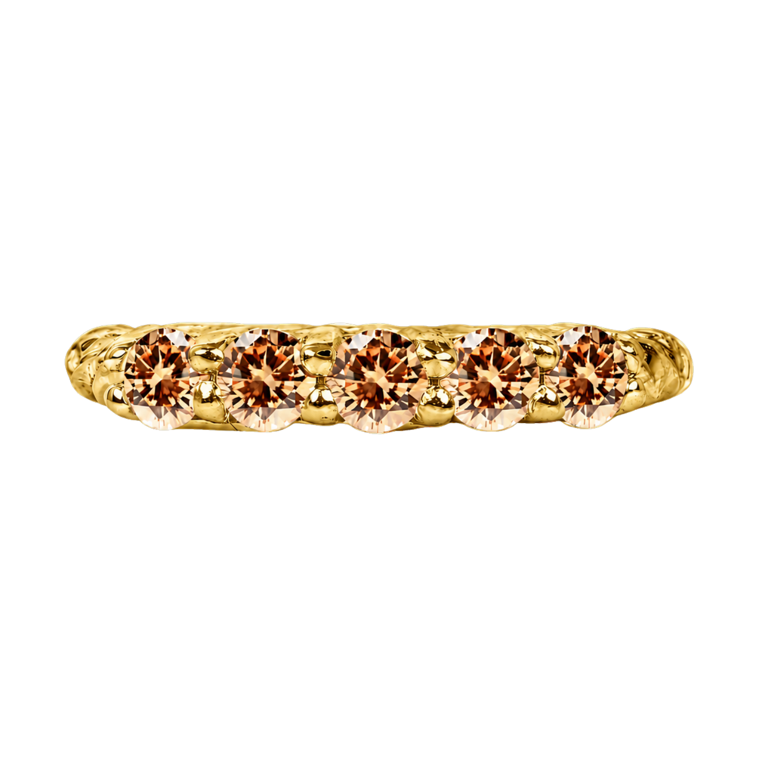 5 Prong Filigree Seamless Ring – 14K Gold Cup & Divot Design