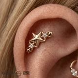 5 Stars - 14K Gold Stone Threadless/Threaded End - piercing - zone.com