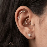 5 Stone Arc - 14K Gold Stone Threadless/Threaded End - piercing - zone.com