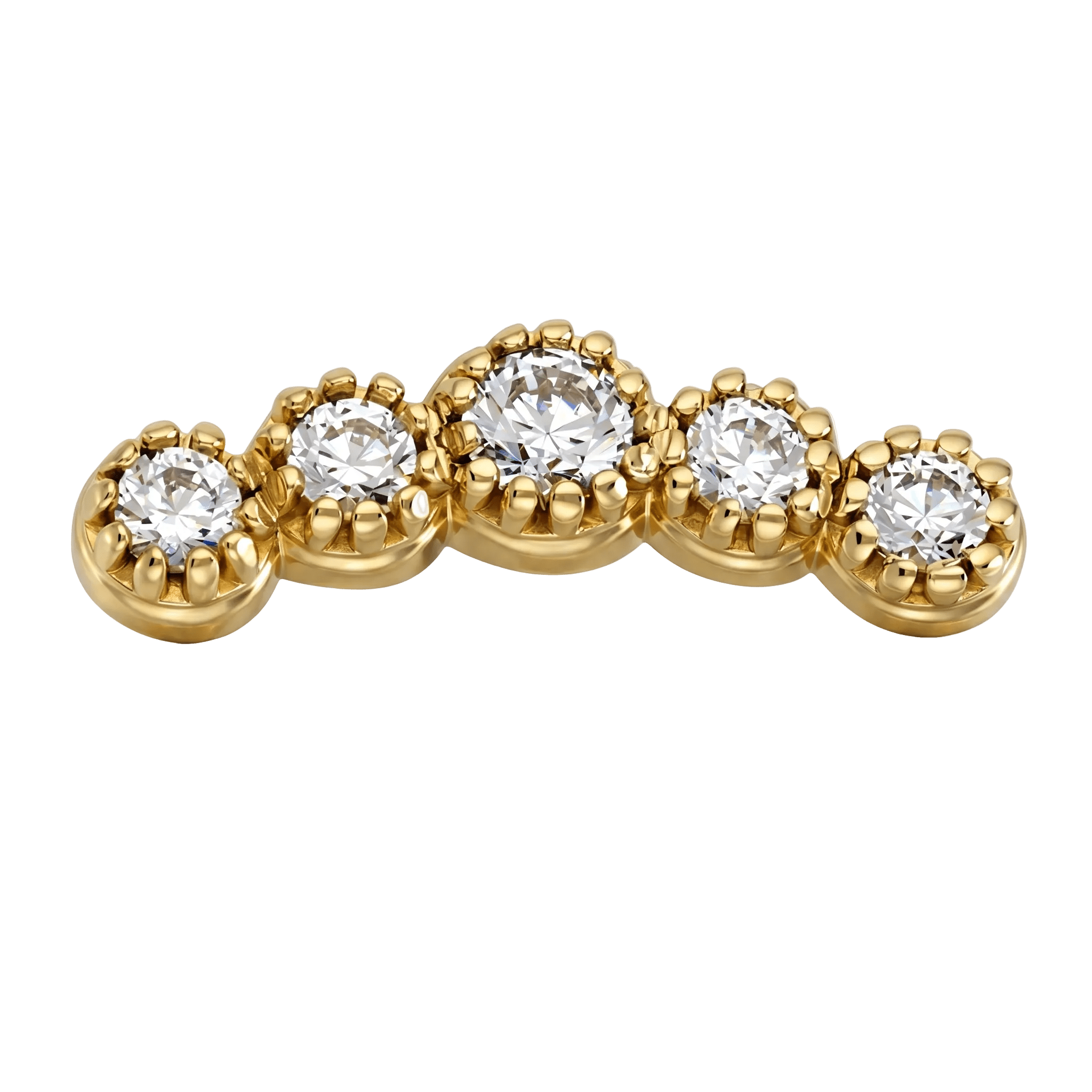 5 Stone Arc - 14K Gold Stone Threadless/Threaded End - piercing - zone.com