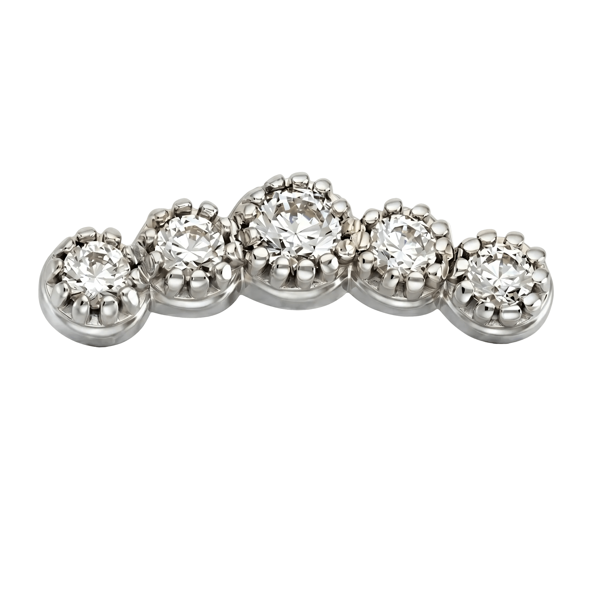 5 Stone Arc - 14K Gold Stone Threadless/Threaded End - piercing - zone.com
