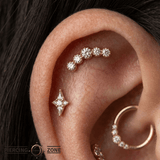 5 Stone Arc - 14K Gold Stone Threadless/Threaded End - piercing - zone.com