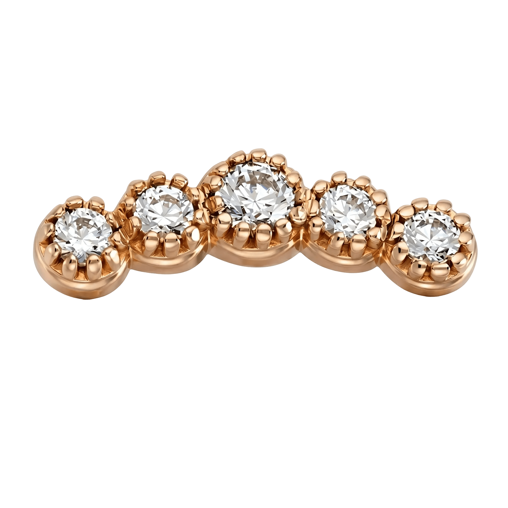 5 Stone Arc - 14K Gold Stone Threadless/Threaded End - piercing - zone.com
