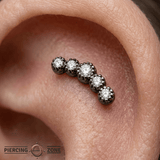 5 Stone Arc - 14K Gold Stone Threadless/Threaded End - piercing - zone.com