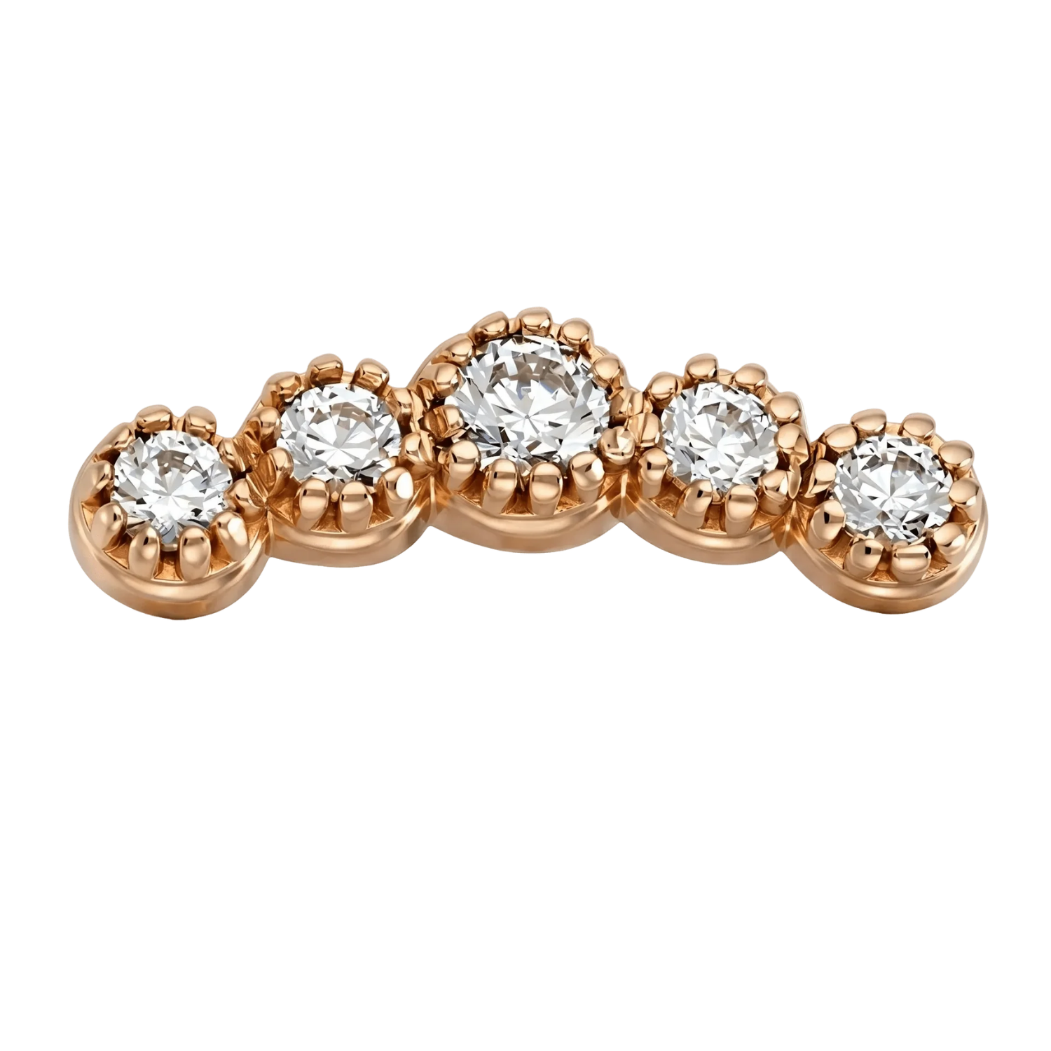 5 Stone Arc - 14K Gold Stone Threadless/Threaded End