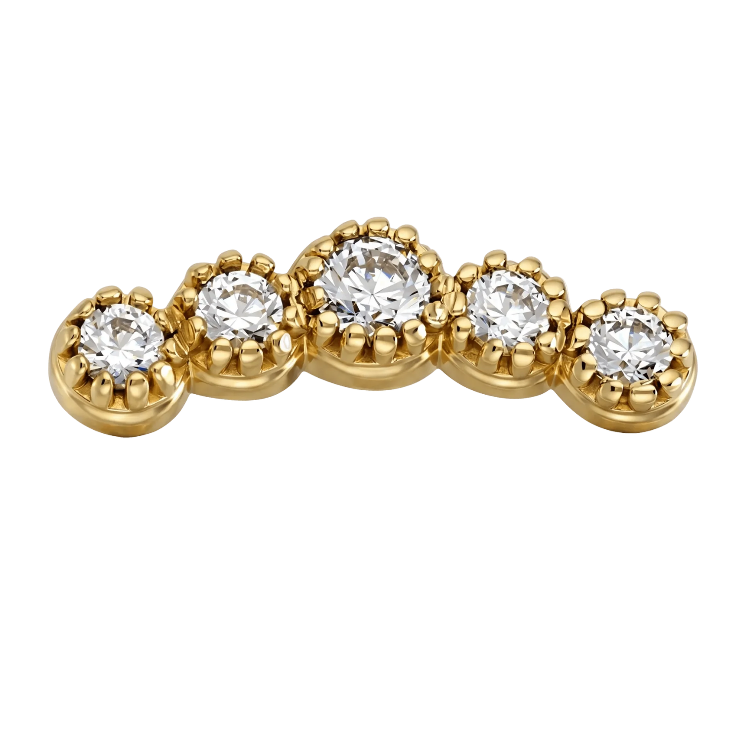 5 Stone Arc - 14K Gold Stone Threadless/Threaded End