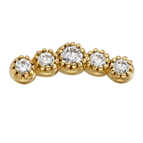 5 Stone Arc - 14K Gold Stone Threadless/Threaded End