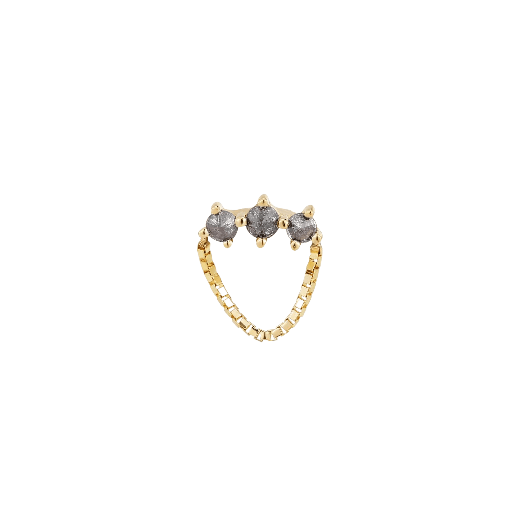 Halston – 14K Gold Reverse Set Grey Diamond Threadless End