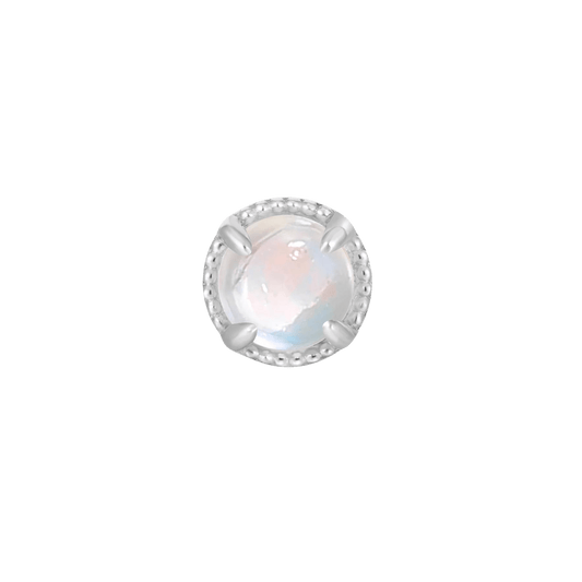Manifest Threadless End – 14K Gold Rainbow Moonstone