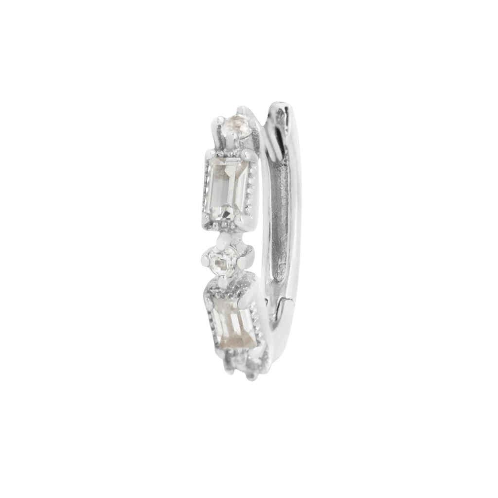 EUPHORIA - WHITE SAPPHIRE - SOLID 14KT GOLD HUGGIE piercing-zone.com