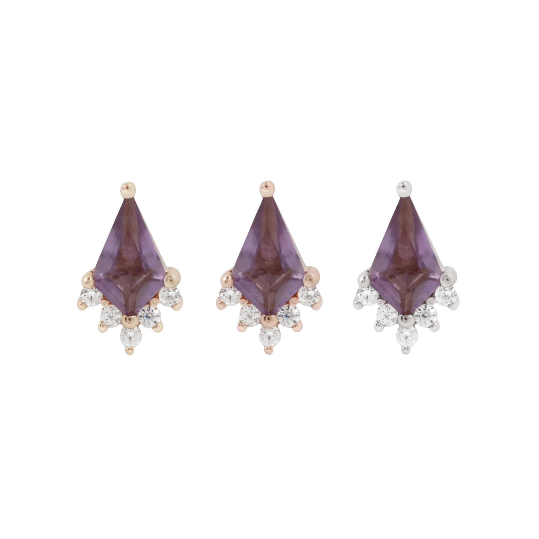 NOBLE - AMETHYST + CZ - THREADLESS END piercing-zone.com