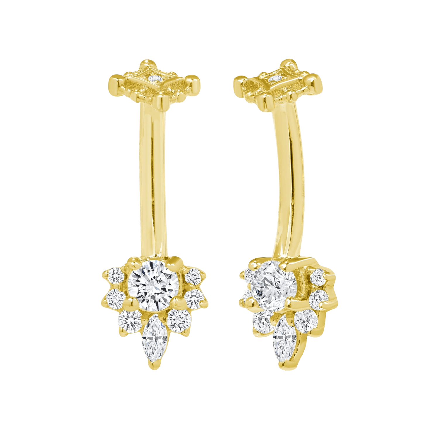 Adelina – 14K Gold Curved Barbell for Navel Piercing