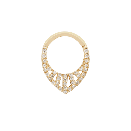 Origin Story CZ Clicker – 14K Gold Hinged Ring for Septum & Daith