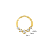 5 Gem Bezel Cluster Seamless Ring – 14K Gold Multi-Size Gem Arc