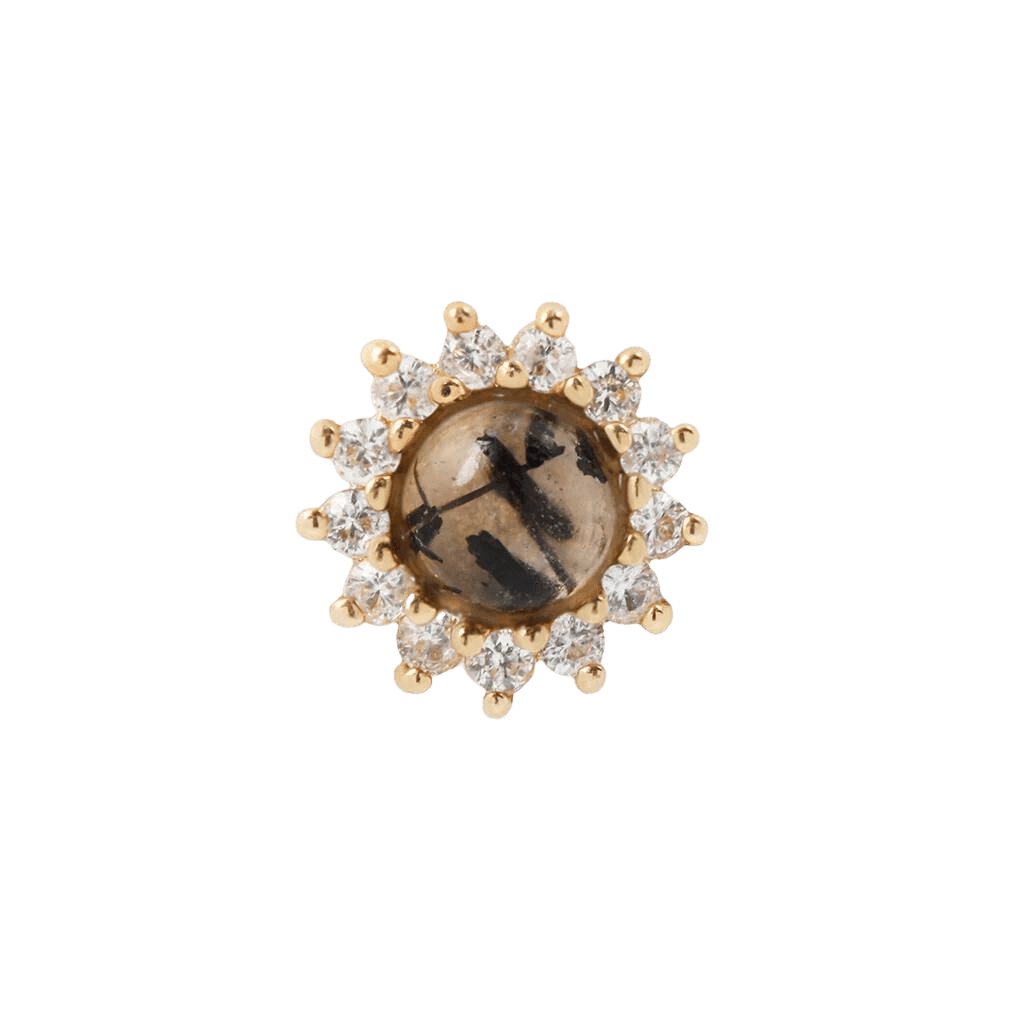 DELPHINE - TOURMALATED QUARTZ + WHITE SAPPHIRE - THREADLESS END piercing-zone.com