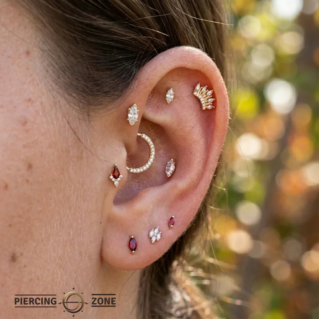 6 Prong Marquise – 14K/18K Gold Threadless End - piercing - zone.com